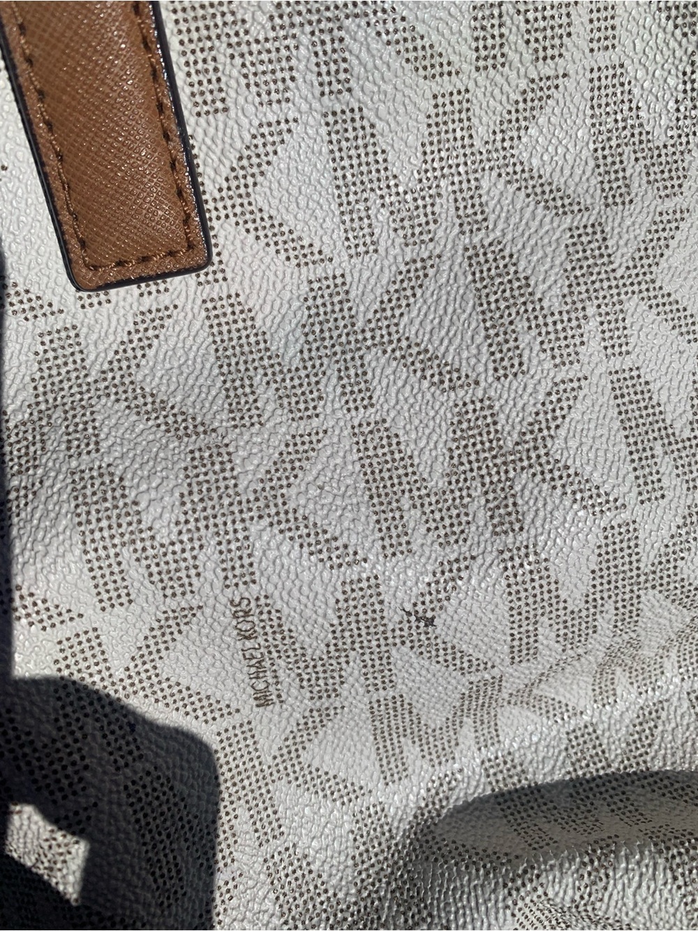 Michael Kors Beige Logo Tote with Tan Leather Trim - Picture 3 of 7